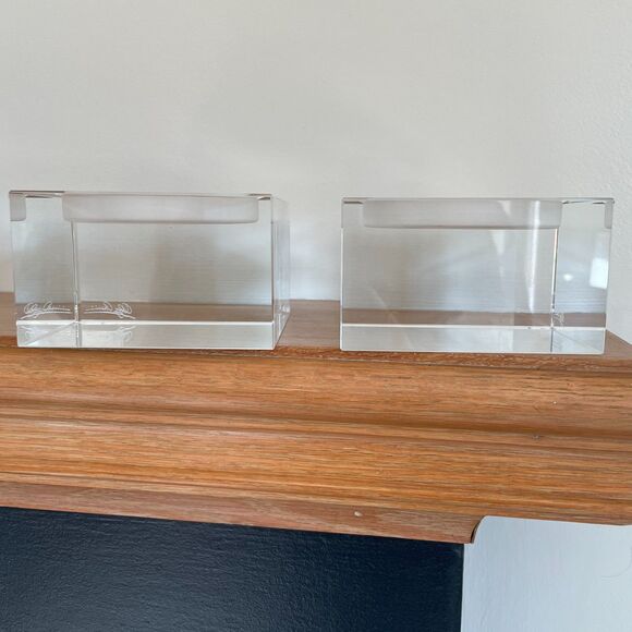 Two Vintage Oleg Cassini Crystal Square Candle Holder - Picture 5 of 11